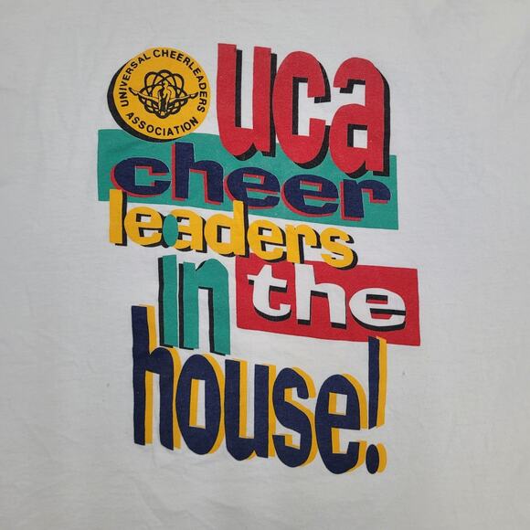 Vintage 90s UCA Cheerleaders Shirt Womens L 21x26 White - Picture 9 of 15